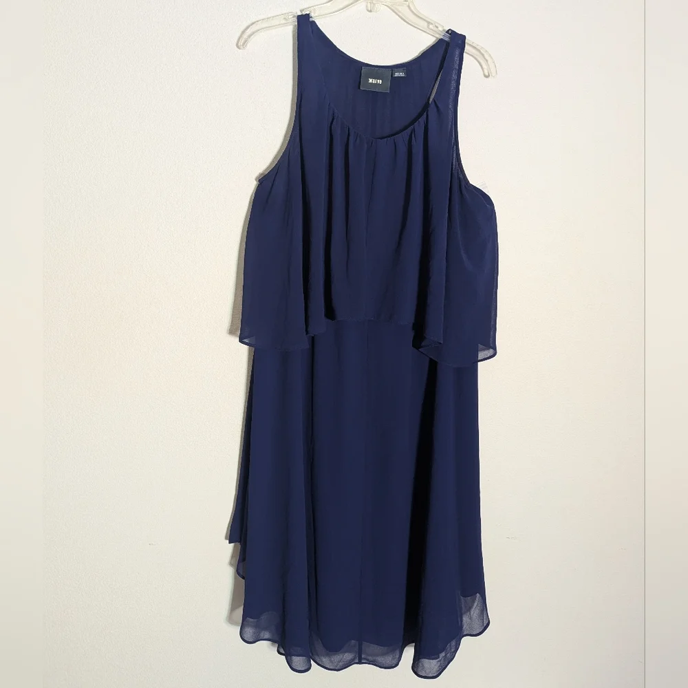 Maeve Women's Dress Navy Blue Tiered Layers Ruffle Romantic Girly‎ Medium